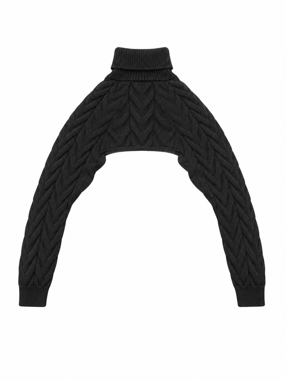 Y2K Cable Knit Turtleneck Shrug Bolero Sweater Sleeves Cropped Arm Warmer Small - Picture 3 of 5